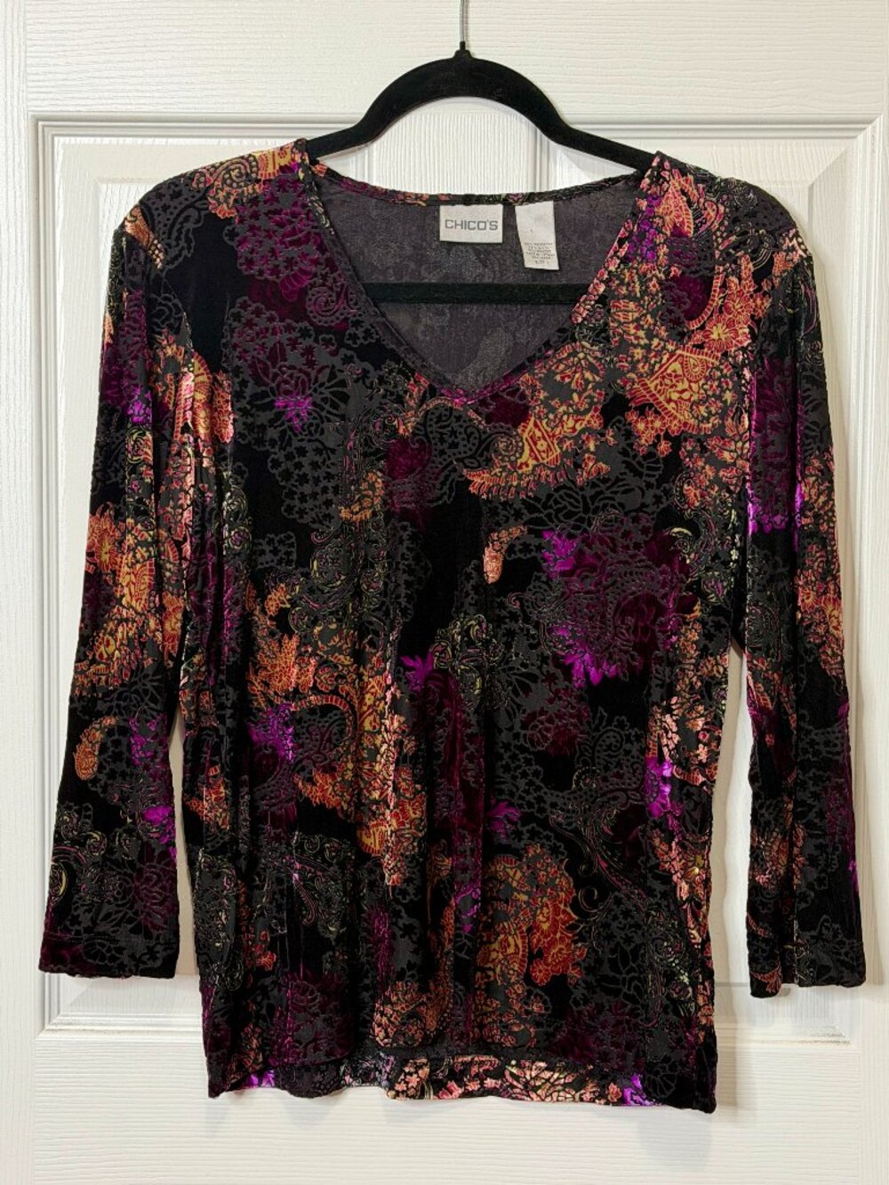 Velvet Whimsigoth Semi-sheer Y2K Quarter Sleeve Top- Chico's 1
